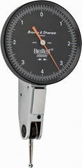 TESA Brown & Sharpe - 0.008 Inch Range, 0 Inch Dial Graduation, Horizontal Dial Test Indicator - 1-1/2 Inch Black Dial, 0-4-0 Dial Reading - Exact Tooling