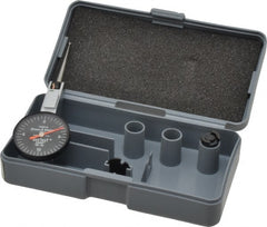 TESA Brown & Sharpe - 0.02 Inch Range, 0.0005 Inch Dial Graduation, Horizontal Dial Test Indicator - 1 Inch Black Dial, 0-10-0 Dial Reading - Exact Tooling