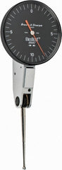 TESA Brown & Sharpe - 0.02 Inch Range, 0.0005 Inch Dial Graduation, Horizontal Dial Test Indicator - 1-1/2 Inch Black Dial, 0-10-0 Dial Reading - Exact Tooling