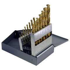 ‎1/16-1/2 RHS / RHC HSS 135 Degree Split Point Heavy Duty Jobber Length Drill Set - TiN - Exact Tooling