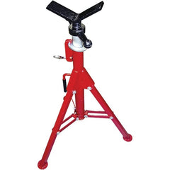 Rothenberger - 1/2" to 8" Pipe Capacity, Portable Folding Vee-Head Stand - 27" to 50" High, 2,500 Lb Capacity - Exact Tooling