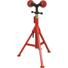 Rothenberger - 1/2" to 16" Pipe Capacity, Folding Pipe Stand with 2 Roller Head - 27" to 50" High, 2,500 Lb Capacity - Exact Tooling