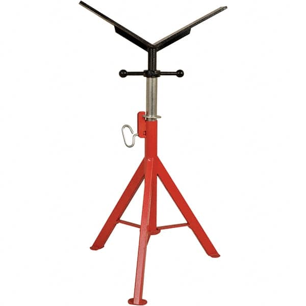 Rothenberger - 1/2" to 16" Pipe Capacity, Portable Folding Vee-Head Stand - 27" to 50" High, 2,500 Lb Capacity - Exact Tooling