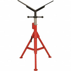 Rothenberger - 1/2" to 16" Pipe Capacity, Portable Folding Vee-Head Stand - 27" to 50" High, 2,500 Lb Capacity - Exact Tooling