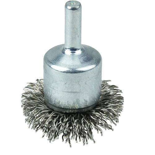 1-1/2″ Circular Flared Crimped Wire End Brush, .020″ Stainless Steel Fill - Exact Tooling