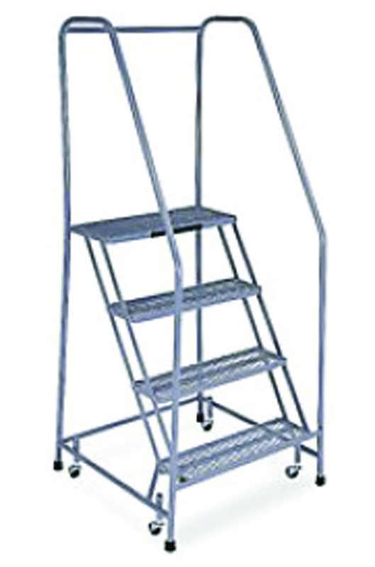 Model 1000; 4 Steps; 30 x 31'' Base Size - Steel Mobile Platform Ladder - Exact Tooling