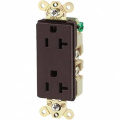 Bryant Electric - Straight Blade Receptacles; Receptacle Type: Duplex Receptacle ; Grade: Industrial ; Color: Brown ; NEMA Configuration: 5-15R ; Amperage: 20 ; Voltage: 125 V - Exact Tooling