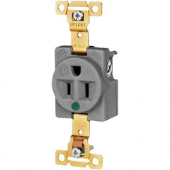 Bryant Electric - Straight Blade Receptacles; Receptacle Type: Single Receptacle ; Grade: Hospital ; Color: Gray ; NEMA Configuration: 5-15R ; Amperage: 15 ; Voltage: 125 V - Exact Tooling