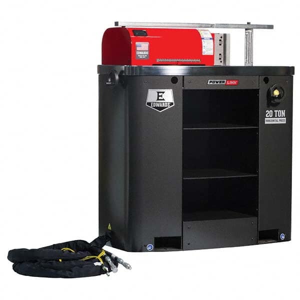 Edwards Manufacturing - Shop Presses; Power Type: Electric ; Pressure (Ton): 20 ; Stroke (Inch): 10 ; Table Length (Inch): 24 ; Table Depth (Inch): 42 ; Voltage: 230 - Exact Tooling