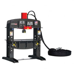 Edwards Manufacturing - Shop Presses; Power Type: Electric ; Pressure (Ton): 20 ; Stroke (Inch): 6-1/4 ; Table Length (Inch): 10-1/2 ; Table Depth (Inch): 20 ; Voltage: 230 - Exact Tooling