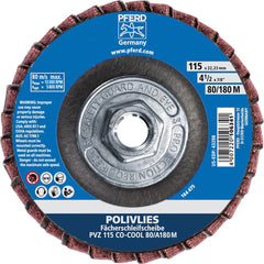 PFERD - Flap Discs; Abrasive Type: Coated & Non-Woven Combo ; Flap Disc Type: Compact ; Disc Diameter (Inch): 4-1/2 ; Abrasive Material: Ceramic Oxide ; Grit: 80 ; Attaching System: Hub - Exact Tooling