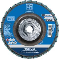 PFERD - Flap Discs; Abrasive Type: Coated & Non-Woven Combo ; Flap Disc Type: Compact ; Disc Diameter (Inch): 5 ; Abrasive Material: Ceramic Oxide ; Grit: 120 ; Attaching System: Hub - Exact Tooling
