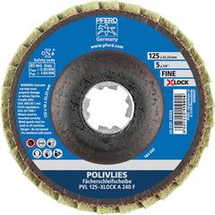 PFERD - Flap Discs; Abrasive Type: Non-Woven ; Flap Disc Type: Compact ; Disc Diameter (Inch): 5 ; Abrasive Material: Aluminum Oxide ; Grit: 240 ; Attaching System: Quick Change X-Lock - Exact Tooling