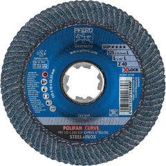 PFERD - Flap Discs; Abrasive Type: Coated ; Flap Disc Type: Compact ; Disc Diameter (Inch): 5 ; Abrasive Material: Zirconia Alumina ; Grit: 40 ; Attaching System: Quick Change X-Lock - Exact Tooling