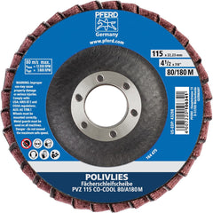 PFERD - Flap Discs; Abrasive Type: Coated ; Flap Disc Type: Compact ; Disc Diameter (Inch): 4-1/2 ; Abrasive Material: Ceramic Oxide ; Grit: 80 ; Attaching System: Arbor - Exact Tooling