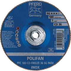 PFERD - Flap Discs; Abrasive Type: Coated ; Flap Disc Type: Type 29 ; Disc Diameter (Inch): 7 ; Abrasive Material: Ceramic Oxide ; Grit: 36 ; Attaching System: Threaded Hole - Exact Tooling