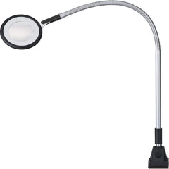 Waldmann Lighting - Task Lights; Fixture Type: Magnifying ; Color: Silver ; Lamp Type: LED ; Mounting Type: Screw Mount ; Adjustable Arm Type: Gooseneck ; Arm Length (Inch): 15.7 - Exact Tooling