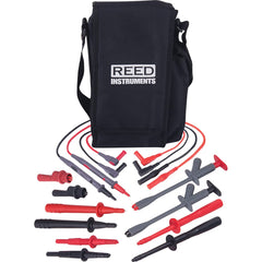 REED Instruments - Electrical Test Equipment Accessories; Accessory Type: Test Leads Set ; For Use With: Electrical Test Equipment with 4mm Adapters ; Color: Black; Red ; Includes: Alligator Clips; Test Probes; Test Clips - Exact Tooling