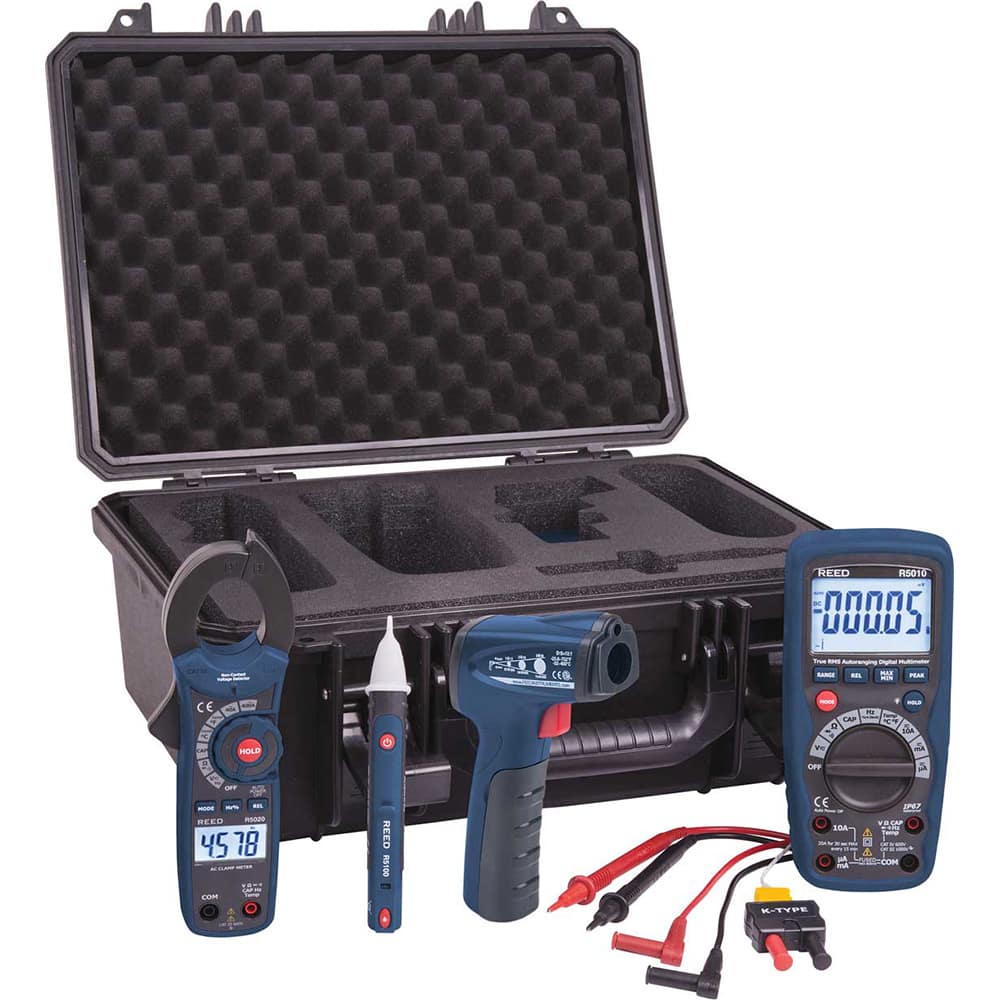 REED Instruments - Electrical Test Equipment Combination Kits; Kit Type: Combination Kit ; Maximum Voltage: 1000 VAC/VDC ; Number of Pieces: 8 ; Maximum AC Amperage (mA): 400 ; Maximum AC Amperage: 10 ; Maximum DC Amperage (mA): 400 - Exact Tooling