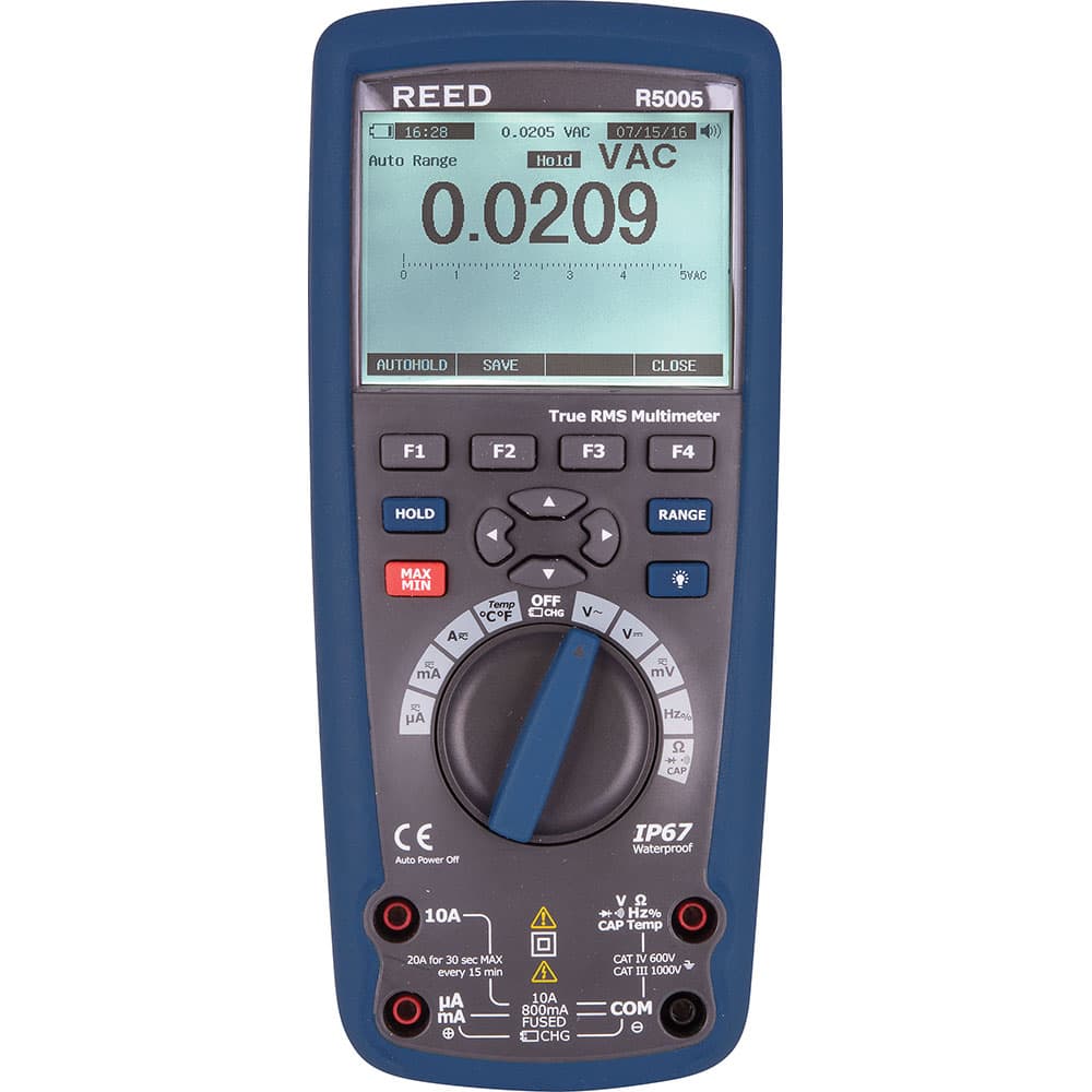 REED Instruments - Multimeters; Multimeter Type: Auto Ranging; Digital; Manual Ranging; True RMS; Wireless ; Measures: Capacitance; Current; Frequency; Milliamps; mVDC; Resistance; Temperature; Voltage ; CAT Rating: CAT III; CAT IV ; Maximum AC Voltage: - Exact Tooling