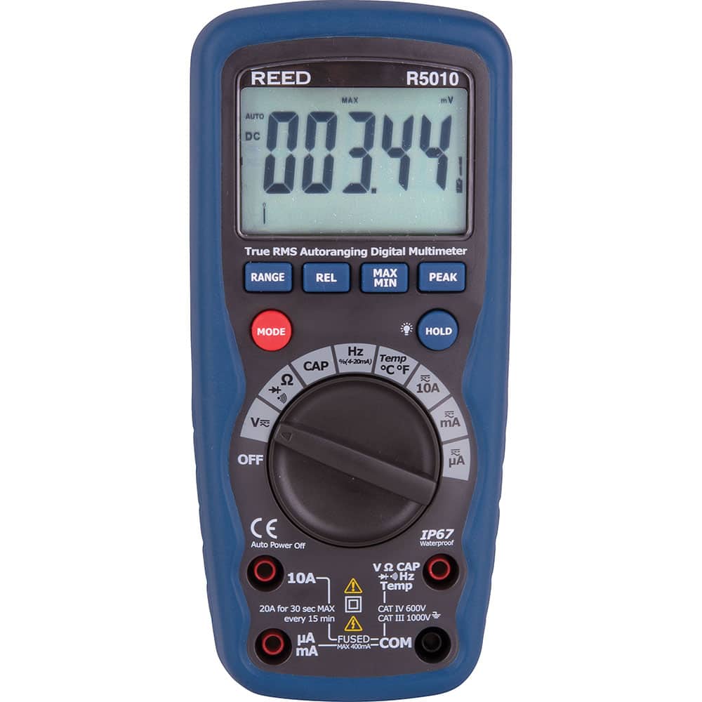 REED Instruments - Multimeters; Multimeter Type: Auto Ranging; Compact; Digital; Manual Ranging; True RMS ; Measures: Capacitance; Continuity; Current; Diode Test; Frequency; microAmps; Milliamps; mVDC; Resistance; Temperature; Voltage ; CAT Rating: CAT - Exact Tooling