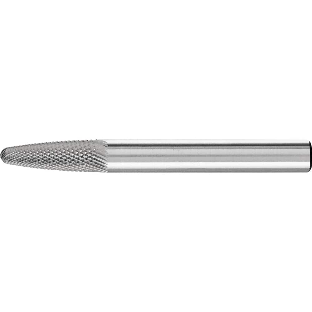 PFERD - SF-1, 1/4" Cut Diam, 1/4" Shank Diam, Carbide Diamond Pattern Tree with Radius End Burr - Exact Tooling