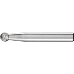 PFERD - SD-1, 1/4" Cut Diam, 1/4" Shank Diam, Carbide Diamond Pattern Ball Burr - Exact Tooling