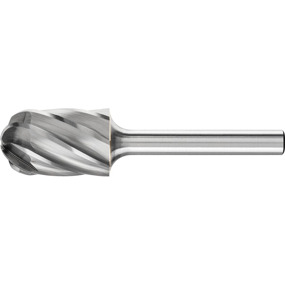 PFERD - SC-6, 5/8" Cut Diam, 1/4" Shank Diam, Carbide End Cut Aluma Cut Cylinder with Radius End Burr - Exact Tooling