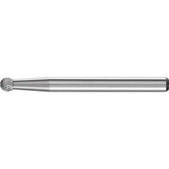 PFERD - SD-42, 1/8" Cut Diam, 1/8" Shank Diam, Carbide Diamond Pattern Ball Burr - Exact Tooling