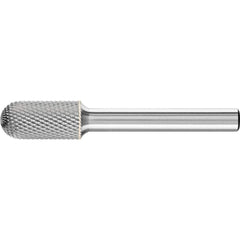 PFERD - SC-3, 3/8" Cut Diam, 1/4" Shank Diam, Carbide Diamond Pattern Cylinder with Radius End Burr - Exact Tooling