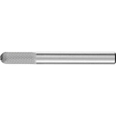 PFERD - SC-1, 1/4" Cut Diam, 1/4" Shank Diam, Carbide Diamond Pattern Cylinder with Radius End Burr - Exact Tooling