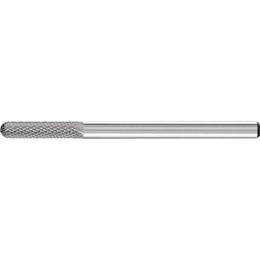 PFERD - SC-42, 1/8" Cut Diam, 1/8" Shank Diam, Carbide Diamond Pattern Cylinder with Radius End Burr - Exact Tooling