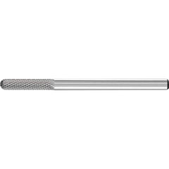 PFERD - SC-42, 1/8" Cut Diam, 1/8" Shank Diam, Carbide Diamond Pattern Cylinder with Radius End Burr - Exact Tooling