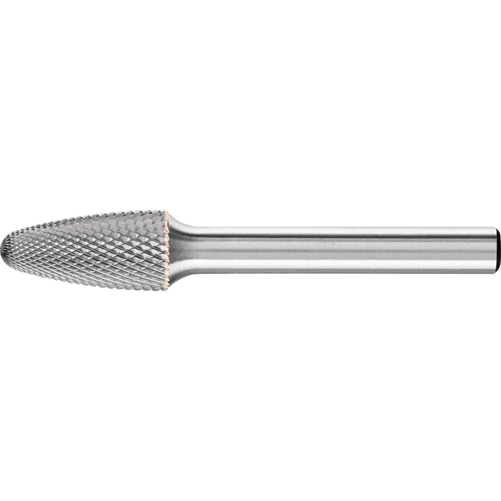 PFERD - SF-3, 3/8" Cut Diam, 1/4" Shank Diam, Carbide Diamond Pattern Tree with Radius End Burr - Exact Tooling