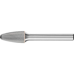 PFERD - SF-3, 3/8" Cut Diam, 1/4" Shank Diam, Carbide Diamond Pattern Tree with Radius End Burr - Exact Tooling