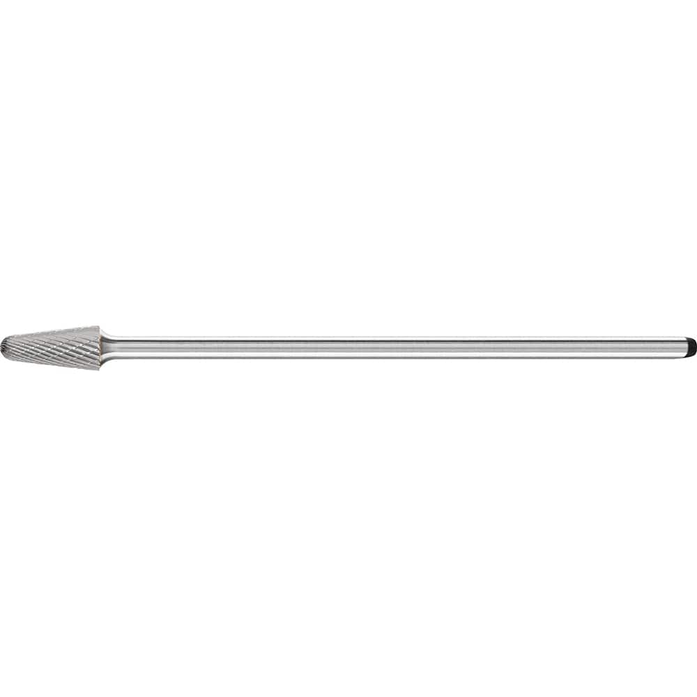 PFERD - SL-4L6, 1/2" Cut Diam, 1/4" Shank Diam, Carbide Double Cut Taper with Radius End Burr - Exact Tooling