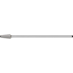 PFERD - SL-4L6, 1/2" Cut Diam, 1/4" Shank Diam, Carbide Double Cut Taper with Radius End Burr - Exact Tooling