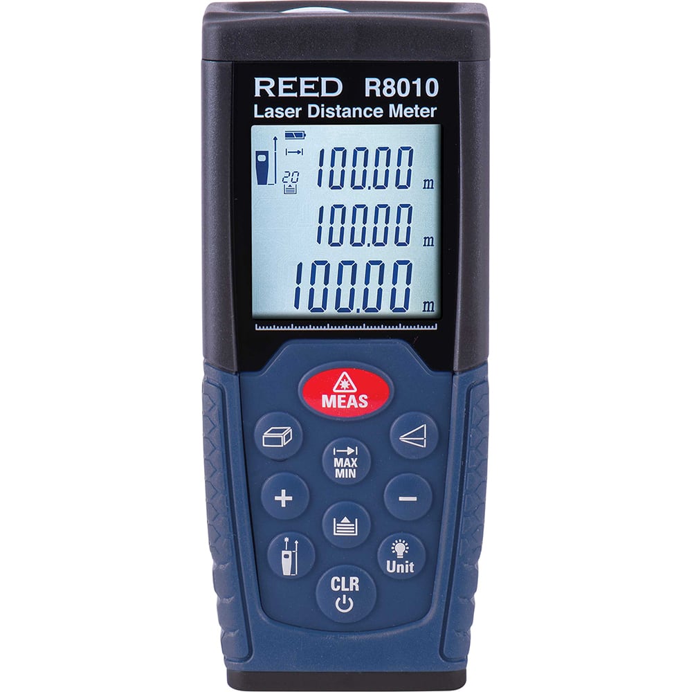 REED Instruments - Laser & Ultrasonic Distance Finders; Type: Laser ; Maximum Distance (Meters): 100.00 ; Maximum Distance (Feet): 328.00 ; Accuracy (mm): 1.50 ; Accuracy (Inch): 0.06 ; Accuracy (Decimal Inch): 0.06 - Exact Tooling