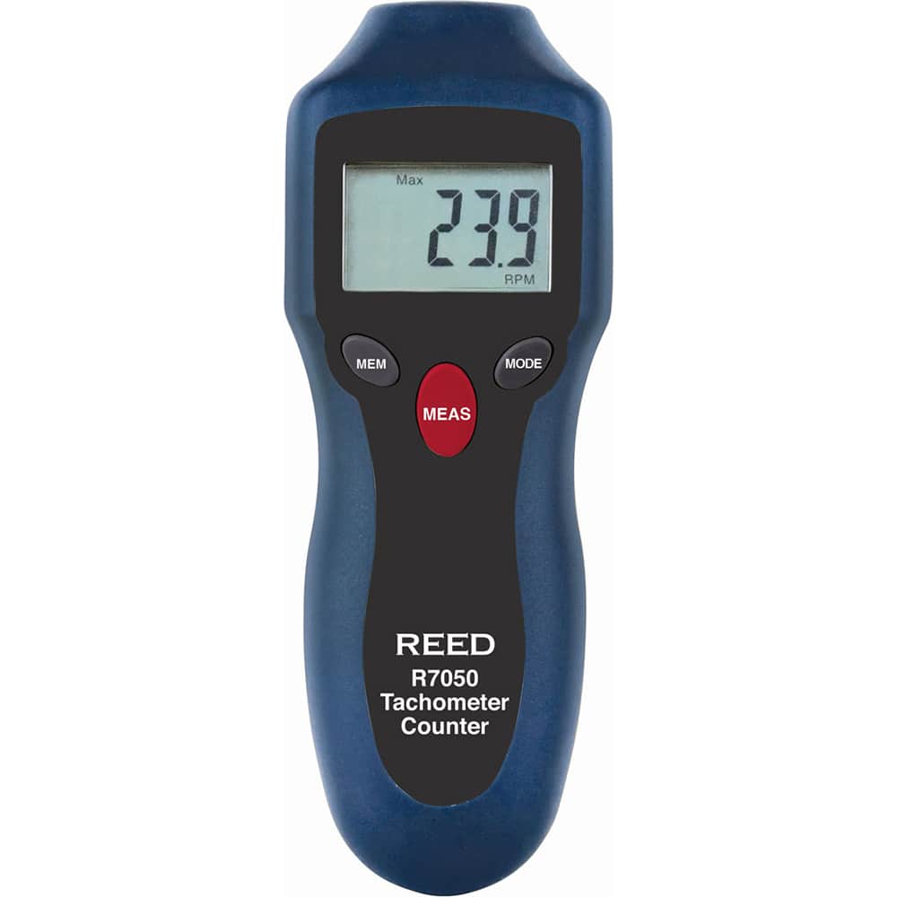 REED Instruments - Tachometers; Type: Non-Contact ; Minimum Measurement (RPM): 2.00 ; Maximum Measurement (RPM): 99999.00 ; Meter Length (mm): 160.00 ; Meter Length (Inch): 6.3000 ; Meter Length (Decimal Inch): 6.3000 - Exact Tooling