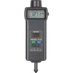 REED Instruments - Tachometers; Type: Contact/Non-Contact ; Minimum Measurement (RPM): 5.00 ; Maximum Measurement (RPM): 99999.00 ; Meter Length (mm): 215.00 ; Meter Length (Inch): 8.5000 ; Meter Length (Decimal Inch): 8.5000 - Exact Tooling
