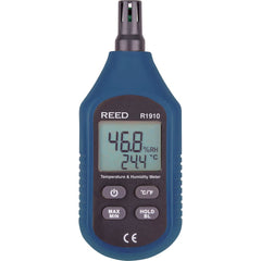 REED Instruments - Thermometer/Hygrometers & Barometers; Type: Thermo-Hygrometer ; Minimum Relative Humidity (%): 0 ; Maximum Relative Humidity (%): 100.00 ; Minimum Temperature (C): -10.00 ; Minimum Temperature (F): 14.000 ; Maximum Temperature (C): 60. - Exact Tooling