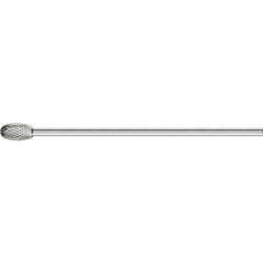 PFERD - SE-5L6, 1/2" Cut Diam, 1/4" Shank Diam, Carbide Double Cut Oval Burr - Exact Tooling