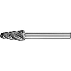 PFERD - SL-3, 3/8" Cut Diam, 1/4" Shank Diam, Carbide End Cut Aluma Cut Taper with Radius End Burr - Exact Tooling