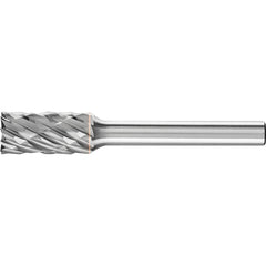 PFERD - SA-3, 3/8" Cut Diam, 1/4" Shank Diam, Carbide End Cut Diamond Cut Cylinder Burr - Exact Tooling