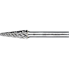PFERD - SL-3, 3/8" Cut Diam, 1/4" Shank Diam, Carbide End Cut Taper with Radius End Burr - Exact Tooling