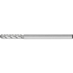 PFERD - SC-42, 1/8" Cut Diam, 1/8" Shank Diam, Carbide End Cut Aluma Cut Cylinder with Radius End Burr - Exact Tooling