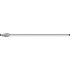 PFERD - SL-3L6, 3/8" Cut Diam, 1/4" Shank Diam, Carbide Double Cut Taper with Radius End Burr - Exact Tooling