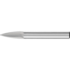 PFERD - SG-1, 1/4" Cut Diam, 1/4" Shank Diam, Carbide Diamond Pattern Tree with Pointed End Burr - Exact Tooling