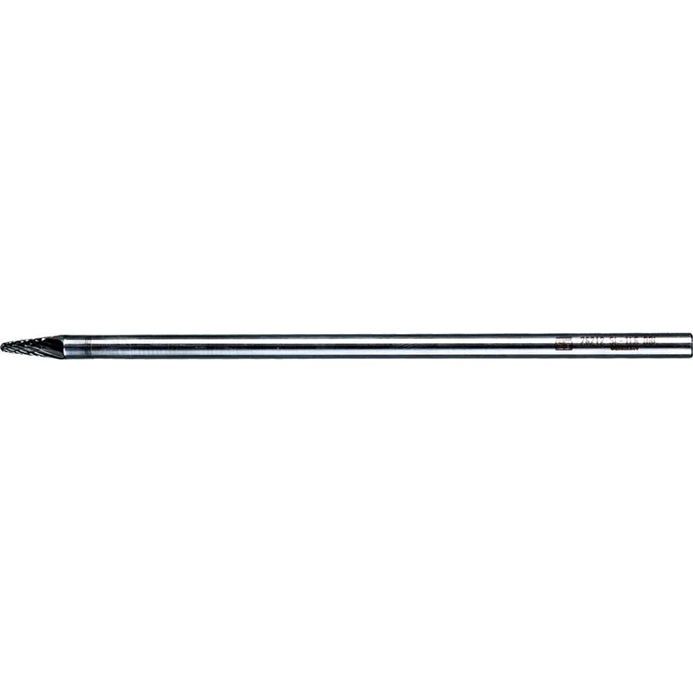 PFERD - SL-1L6, 1/4" Cut Diam, 1/4" Shank Diam, Carbide Double Cut Taper with Radius End Burr - Exact Tooling
