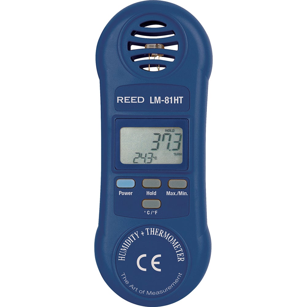 REED Instruments - Thermometer/Hygrometers & Barometers; Type: Thermo-Hygrometer ; Minimum Relative Humidity (%): 10 ; Maximum Relative Humidity (%): 95.00 ; Minimum Temperature (C): 0.00 ; Minimum Temperature (F): 32.000 ; Maximum Temperature (C): 50.00 - Exact Tooling
